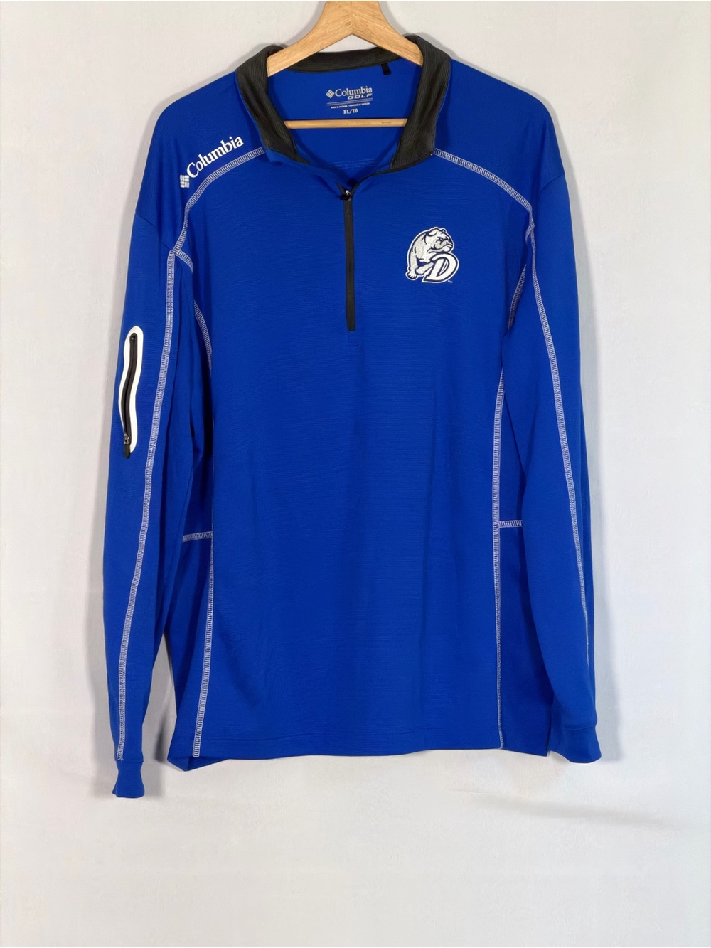 Columbia Golf Drake Bulldogs 1/4 Zip Pullover Men’s XL Blue NCAA Sleeve Pocket